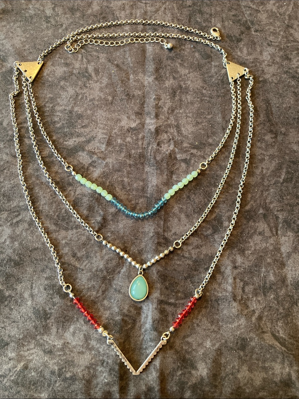 Multi Strand Crystal Bead & Pendant Necklace